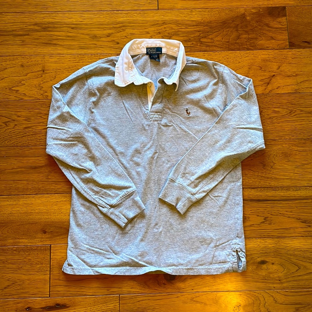 Polo Ralph Lauren Long-Sleeved Polo, Grey Color, Size Medium, 12-14